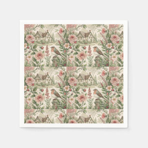 Serviette En Papier Jardin de Cottage Anglais Vintage Motif Floral Art