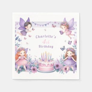 Serviette En Papier Jardin de Fée pourpre enchantée - Anniversaire
