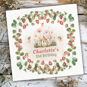 Serviette En Papier Jardin de fées enchanté à la fraise anniversaire