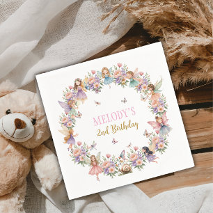 Serviette En Papier jardin de fées fleur fantaisiste 2ème anniversaire