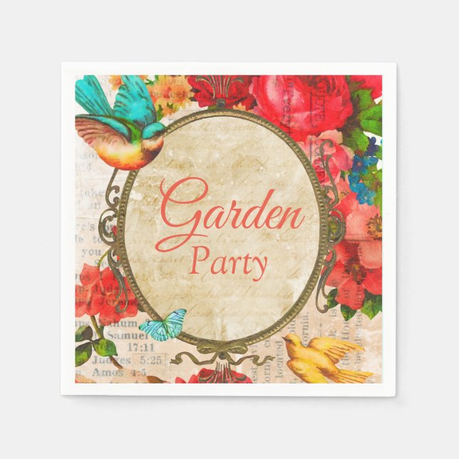Serviette En Papier Jardin de fête à l'aquarelle (Devant)