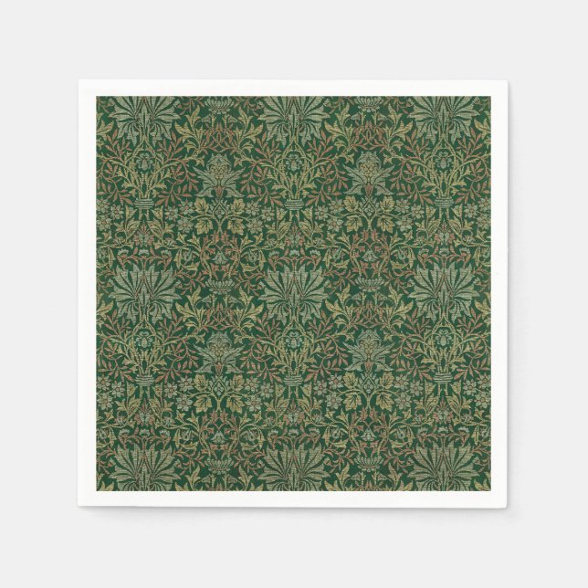 Serviette En Papier Jardin de fleurs de William Morris - Verts (Devant)
