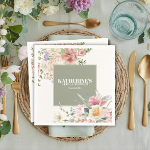 Serviette En Papier Jardin de fleurs vert sauge Mariage printanier