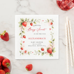 Serviette En Papier Jardin de fraises sucré pour Baby Shower d'été