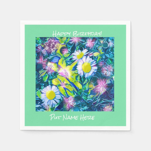 Serviette En Papier Jardin de l'amour Fleurs sauvages Anniversaire ser (Devant)