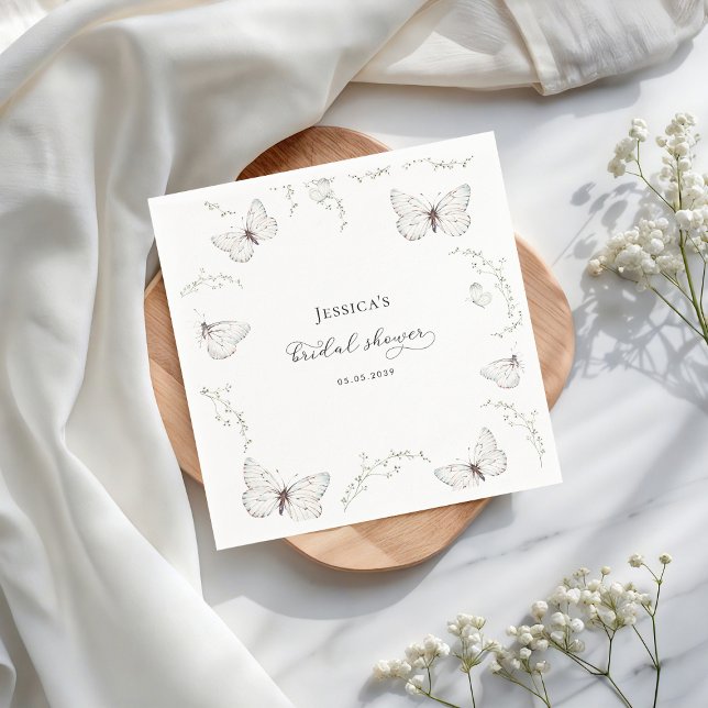 Serviette En Papier Jardin de mariage papillon blanc délicat Shower de (Créateur téléchargé)
