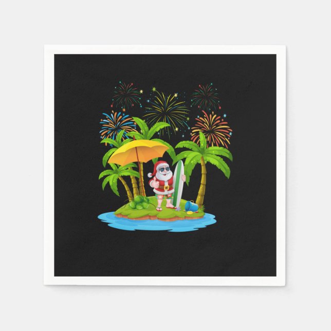 Serviette En Papier Jardin de Noël Lumières de Noël Tropiques (Devant)