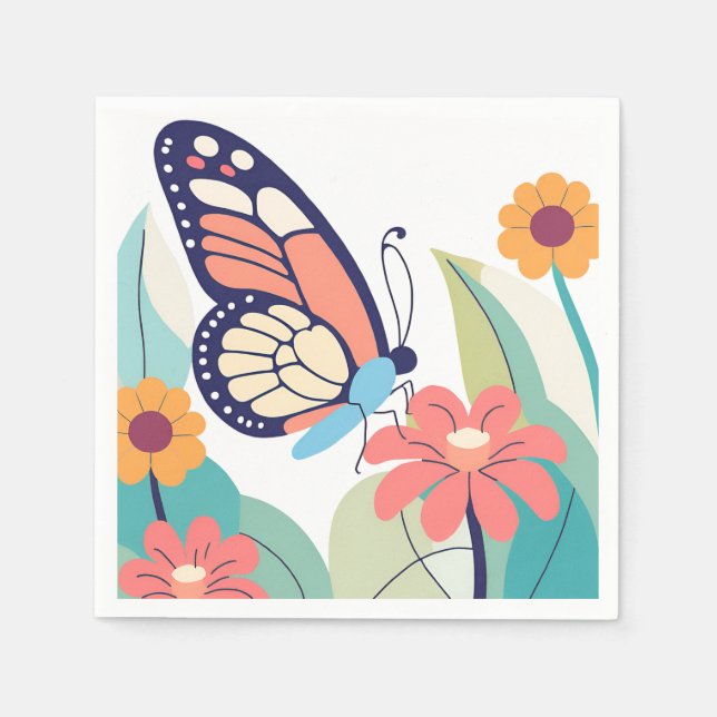 Serviette En Papier Jardin de papillons (Devant)