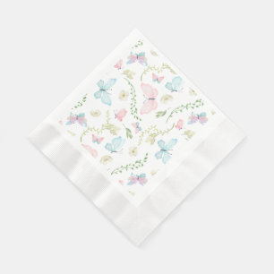Serviette En Papier Jardin de papillons pastel aquarelle