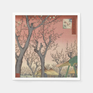 Serviette En Papier Jardin de prune fleuri d'arbre japonais