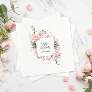 Serviette En Papier Jardin de Roses Anglaises Fleurs Anniversaire