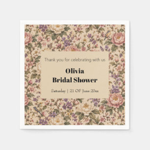 Serviette En Papier Jardin de roses botaniques vintage et motif papill