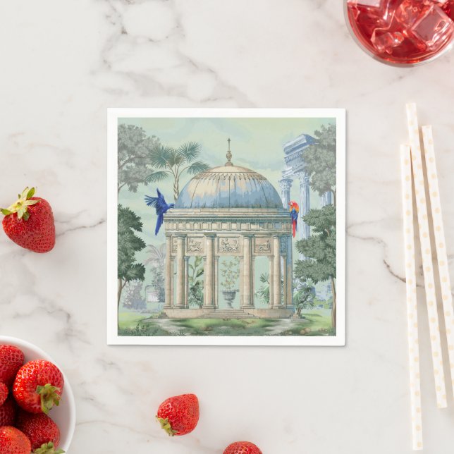 Serviette En Papier Jardin de temple grec ancien Macaw Bird Pixie Vert (En situation)