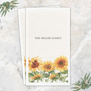 Serviette En Papier Jardin de tournesols jaunes rustique monogrammé
