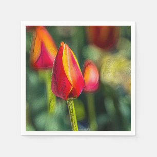 Serviette En Papier Jardin de Tulipes texturé