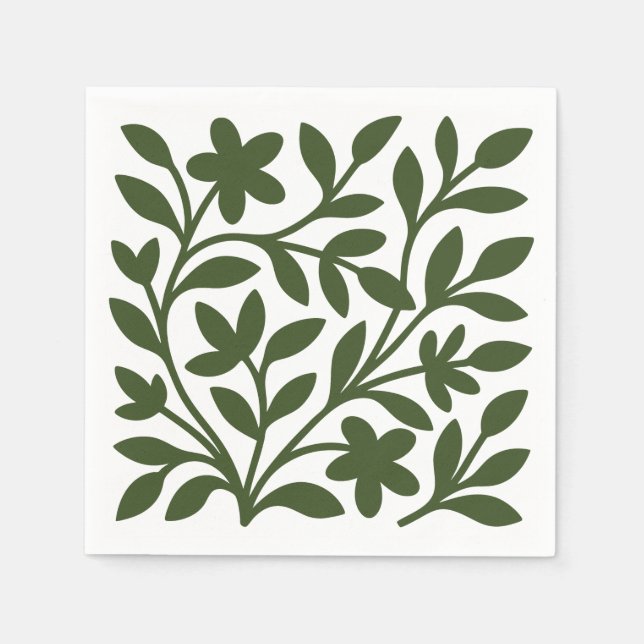 Serviette En Papier Jardin de vrilles feuilles florales de vigne verte (Devant)