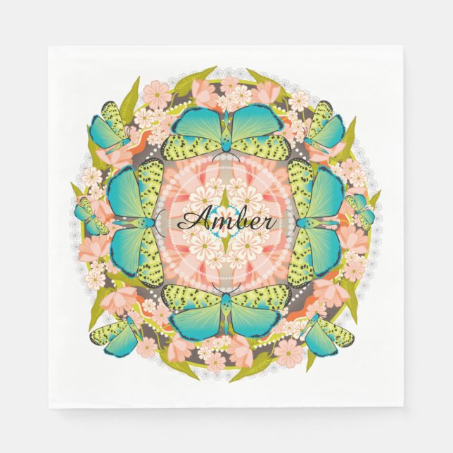 Serviette En Papier Jardin des papillons (Devant)