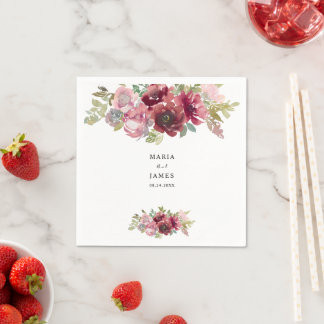 Serviette En Papier Jardin d'été Aquarelle Mariage floral