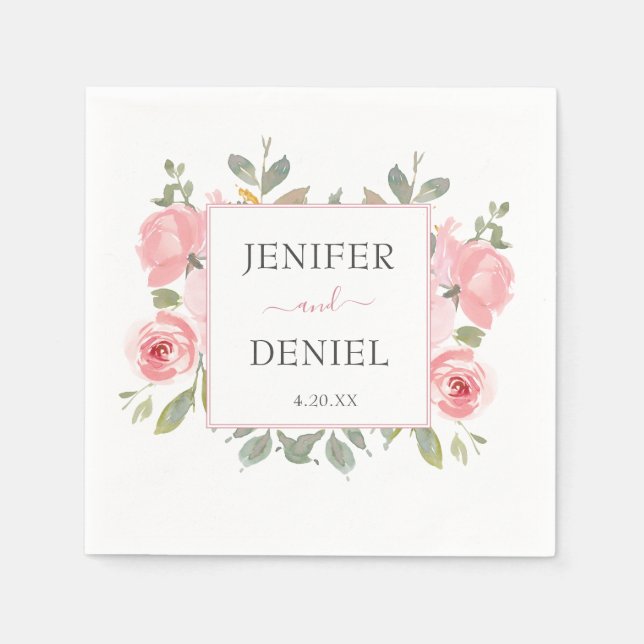 Serviette En Papier Jardin d'été Aquarelle Mariage floral (Devant)