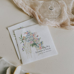 Serviette En Papier Jardin Élégant Paon Floral Mariage