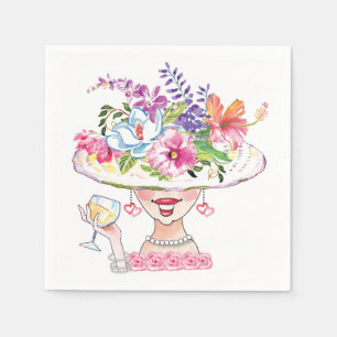 Serviette En Papier Jardin Fleur Casquette Dame _Vin blanc serviettes