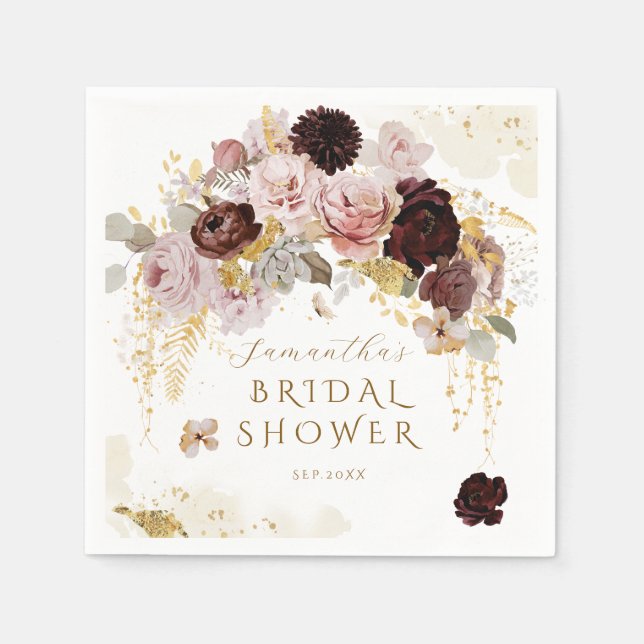 Serviette En Papier Jardin Fleur sauvage Bourgogne Fête des mariées fl (Devant)