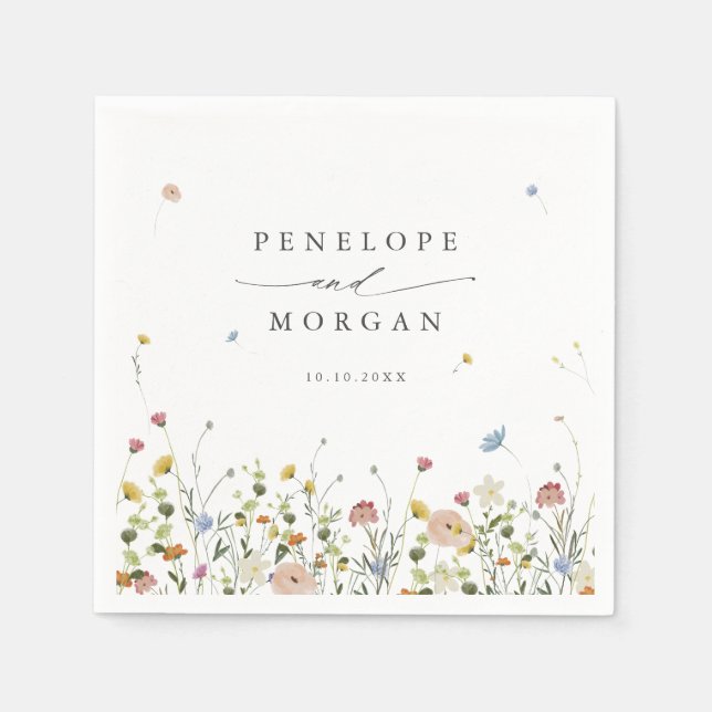 Serviette En Papier Jardin Fleur sauvage de printemps Floral minimalis (Devant)