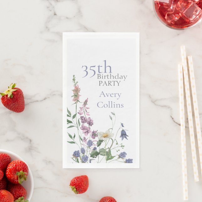 Serviette En Papier Jardin Fleuri 35e Anniversaire (En situation)