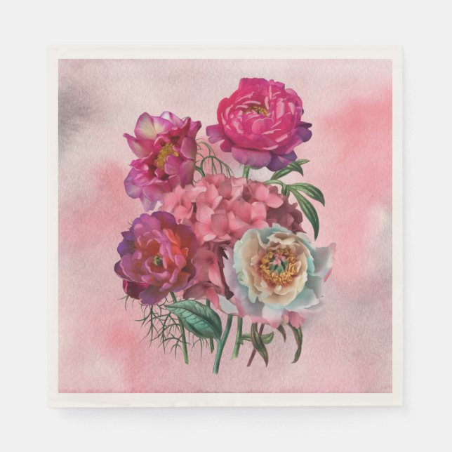 Serviette En Papier Jardin fleuri romantique (Devant)