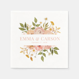 Serviette En Papier Jardin fleuri rose pâle réception de mariage