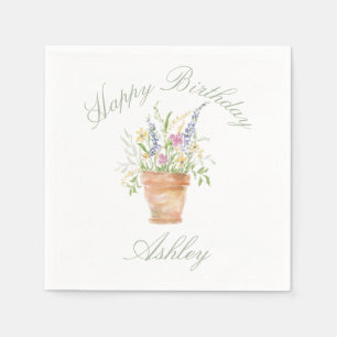 Serviette En Papier Jardin Floral Aquarelle