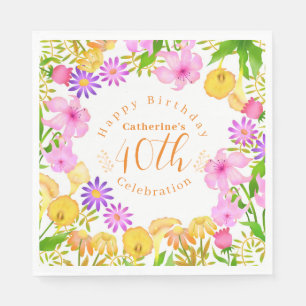 Serviette En Papier Jardin floral blanc