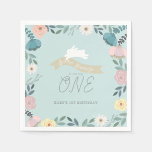 Serviette En Papier Jardin Floral Bunny 1er Anniversaire Bleu