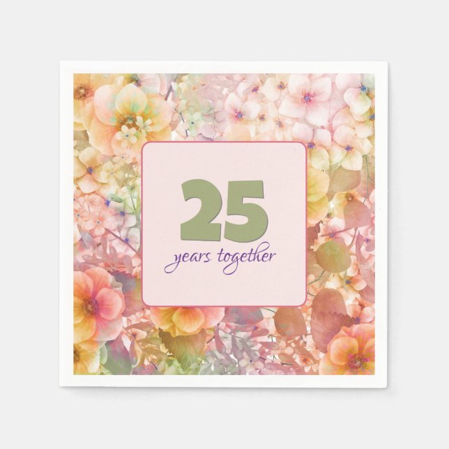 Serviette En Papier Jardin floral Cosmos 25e anniversaire (Devant)