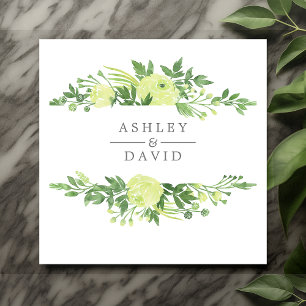 Serviette En Papier Jardin Floral de Feuillage de Verdure à l'Aquarell