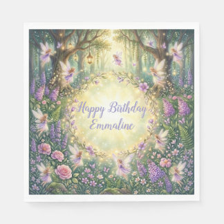 Serviette En Papier Jardin Floral Fée Anniversaire Violet