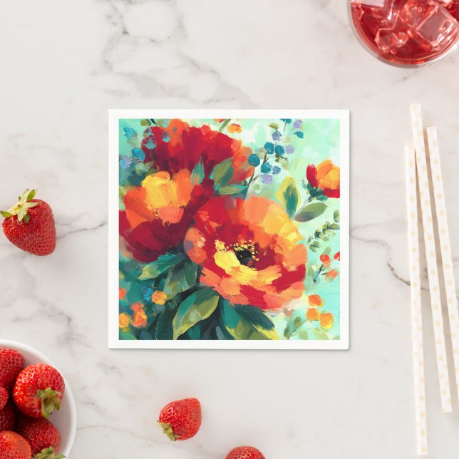 Serviette En Papier Jardin floral flamboyant (En situation)