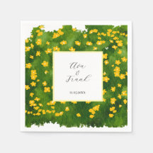 Jardin floral jaune aquarelle mariage blanc
