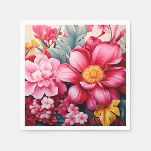 Serviette En Papier Jardin floral tropical rose exotique