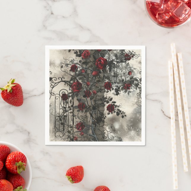 Serviette En Papier Jardin gothique victorien Rose Motif (En situation)