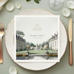 Serviette En Papier Jardin Intemporel Mariage au Château Français à