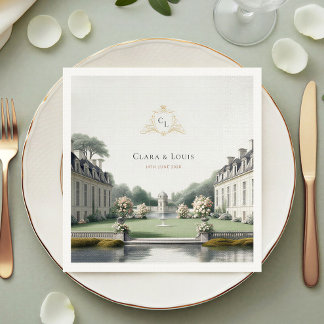 Serviette En Papier Jardin Intemporel | Mariage au Château Français à 
