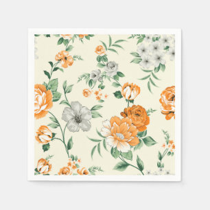 Serviette En Papier Jardin Jaune doux motif floral