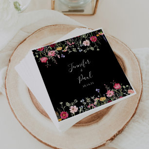 Serviette En Papier Jardin Multicolor Fleur sauvage Mariage Napkin