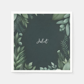 Serviette En Papier Jardin Naturel Plante Vert Foncé Baby Shower Maria