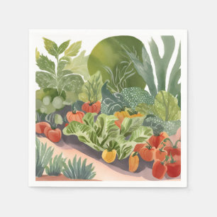 Serviette En Papier Jardin potager Peinture à l'aquarelle