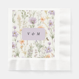 Serviette En Papier Jardin printanier bleu rose jaune lavande