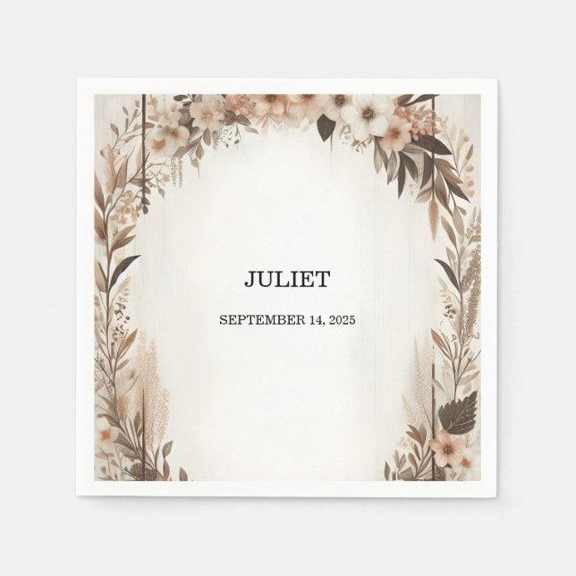 Serviette En Papier Jardin Printanier Bois Bohème Rustique Baby Shower (Devant)