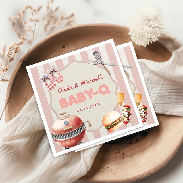 Serviette En Papier Jardin rose BBQ bébé Q Baby shower serviettes (Créateur téléchargé)