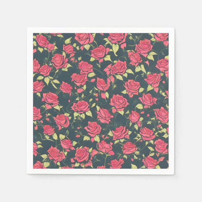Serviette En Papier Jardin Rose romantique (Devant)
